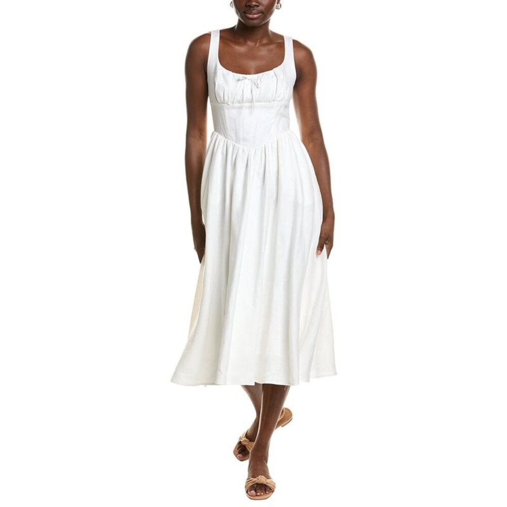 Jl Luxe Womens Linen Maxi Dress, White